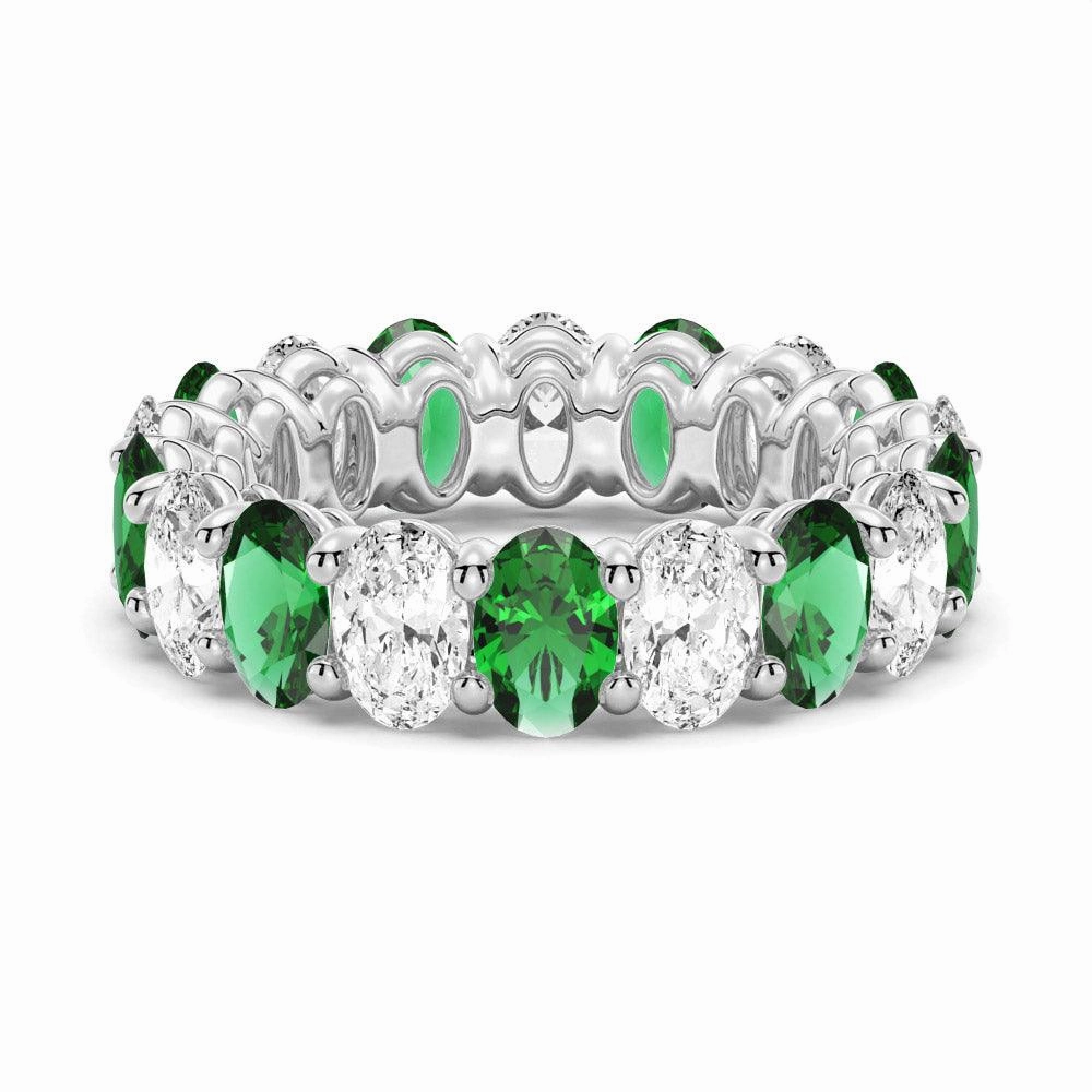 6.6 CT. Lab Grown White Sapphire with  Green Emerald Gemstone Band Glamourous Piece