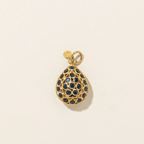 18k Bezel Set Sapphire Openwork Egg Charm | 1.10ctw classic accessory