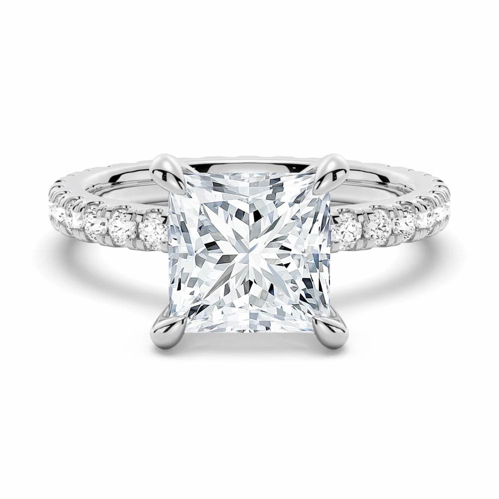 Weekend Piece Handcrafted Accessories Princess Cut Moissanite Engagement Ring With Eternity Pave Band