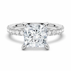 Street Chic Princess Cut Moissanite Engagement Ring With Eternity Pave Band