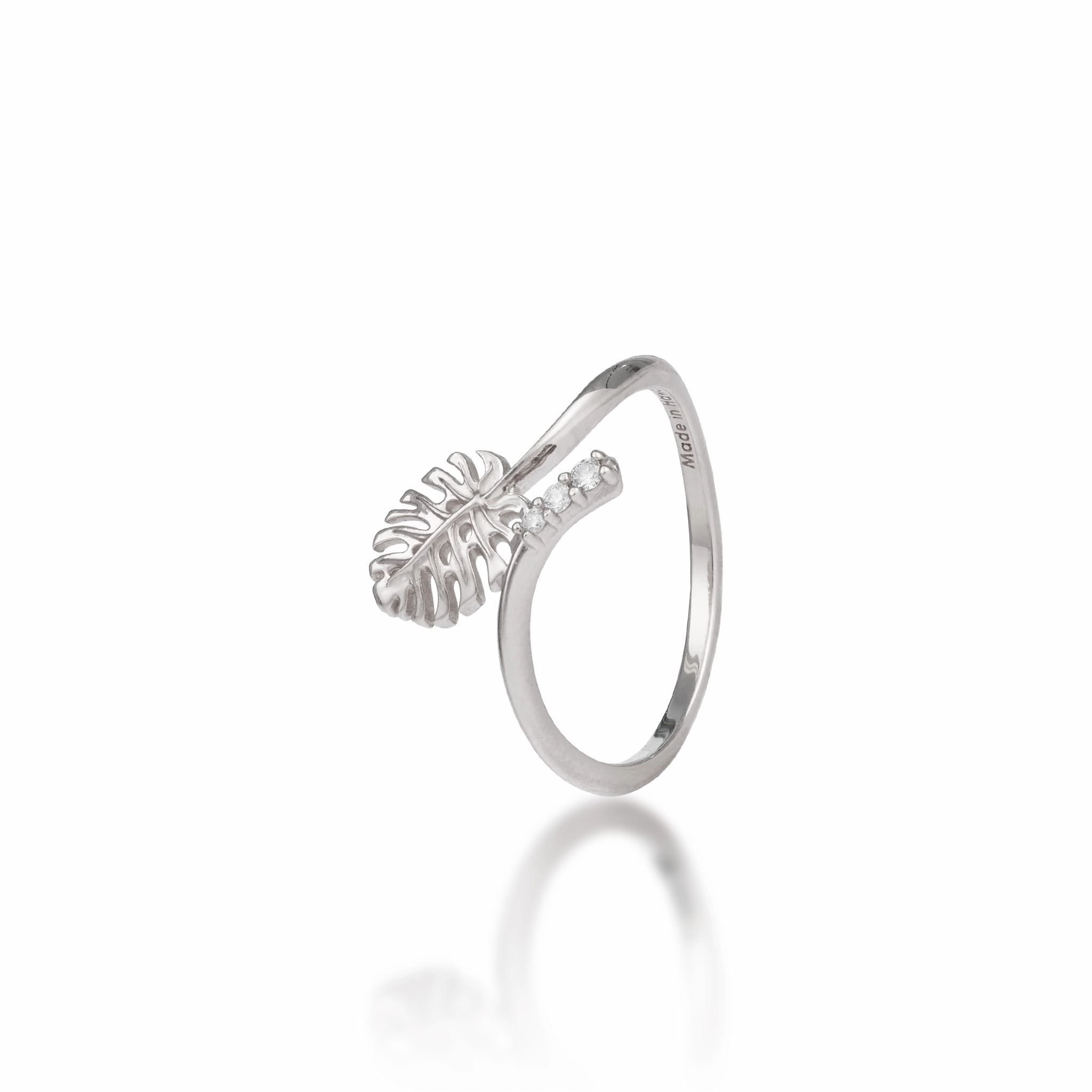 Quick Match Monstera Ring in White Gold with Diamonds - 9mm