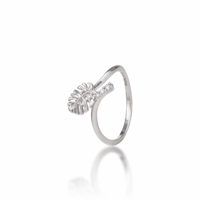 Monstera Ring in White Gold with Diamonds - 9mm Precious Treasures Charming Craft
