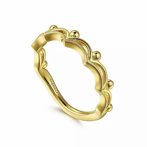 14K Yellow Gold Crown Bujukan Stackable Ring Shining Feature Exclusive piece