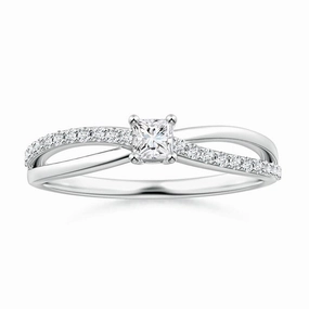 Princess Cut Lab Grown Diamond Split Shank Promise Ring Distinct Highlight