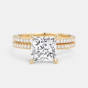 Elegant Craft Princess Cut Moissanite Engagement Ring Set 2pcs - Belle