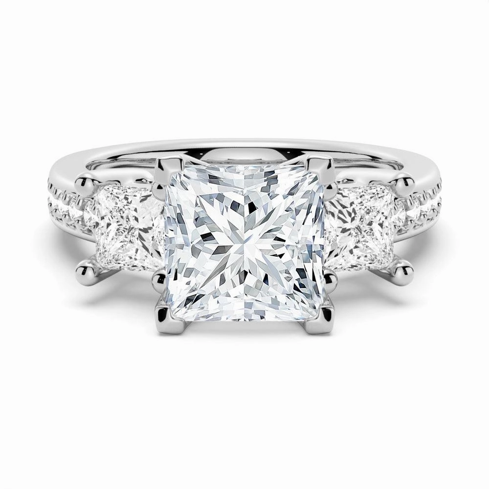 Dainty Shine Effortless Charm Princess Shaped Three Stone Moissanite Engagement Ring