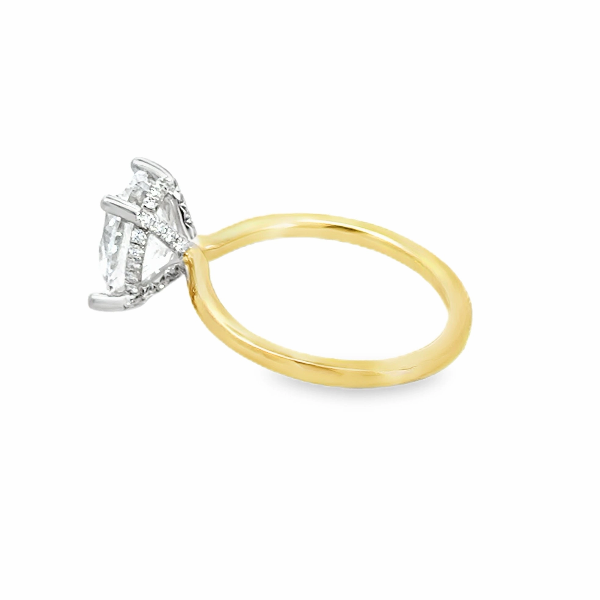 Finest Form 14K Two Tone Oval Cut Diamond Engagement Ring with Accent Diamonds