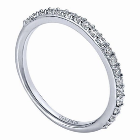 Fine Ornament Prong Set Diamond Wedding Band .27Cttw 14K White Gold 143B