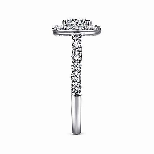 Premium Object Prong Set Round Diamond Ring With Cushion Shaped Halo 459A