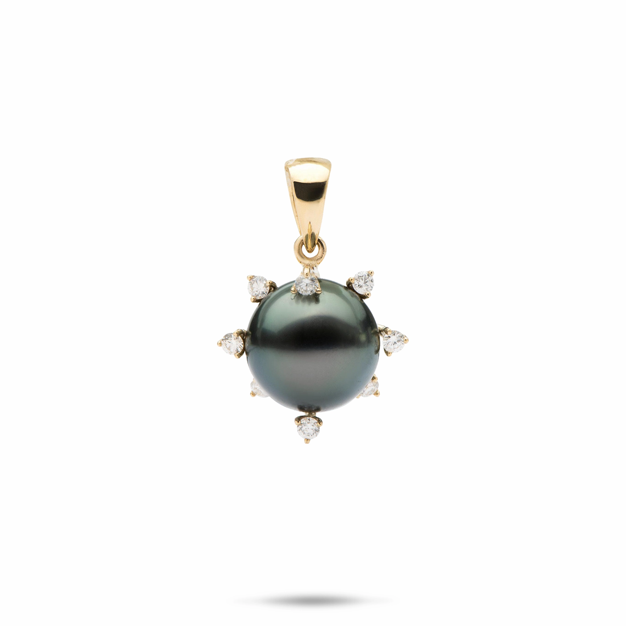 Protea Tahitian Black Pearl Pendant in Gold - 11-12mm Minimal Accent Occasion Accent