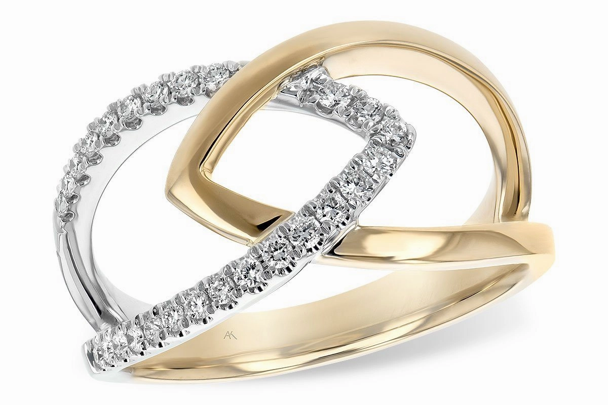 Luxury Craftsmanship Flawless Style 14K Yellow & White Gold Apex Interlocking 1/5cttw Diamond Band