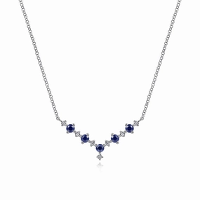 14K White Gold Diamond Chevron Necklace Shining Sparkle Simple Touch