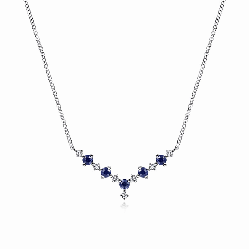 14K White Gold Diamond Chevron Necklace Shining Sparkle Simple Touch