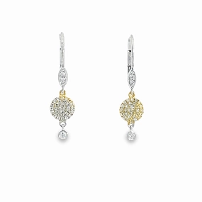 Precious Pieces Two-Tone Diamond Disk and Bezel Earrings