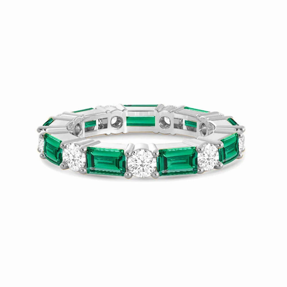 Timeless Created Emerald and Lab Grown Diamond Eternity Band Classic Lines