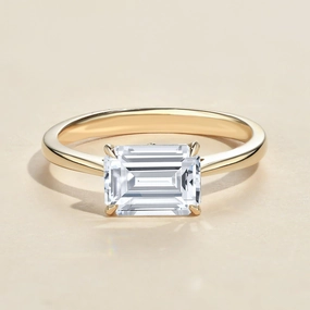 Timeless Craft Shine Elegant Shape 1.0ct Baguette Cut Moissanite Solitaire Ring