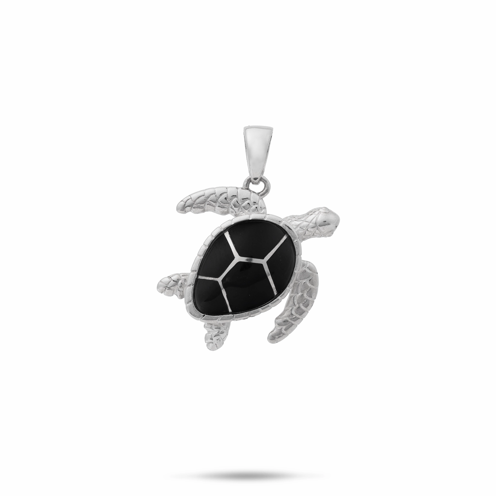Honu Black Coral Pendant in Sterling Silver - 19mm Everyday Duo Radiant Sparkle