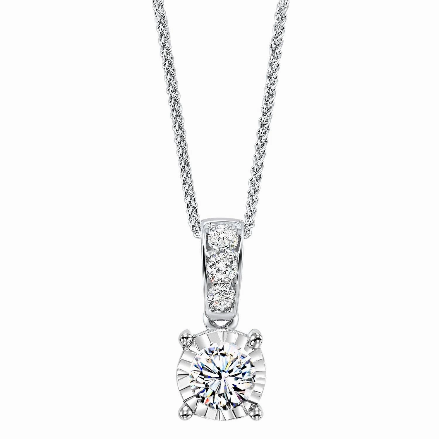 Tru-Reflections Round Illusion Diamond Pendant 1/2 Cttw Layered Look