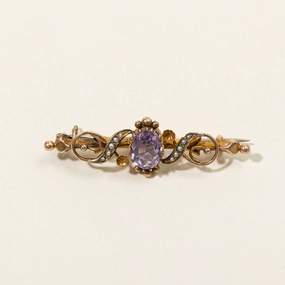 1918 Chester Amethyst & Seed Pearl Brooch | 2.00ct | Effortless Detail