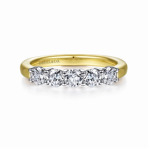 Luminous Touch 14K White-Yellow Gold 5 Stone Diamond Anniversary Band