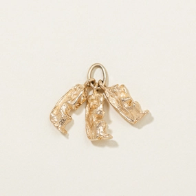 High gloss Bold Appeal 10K Yellow Gold "Hear No Evil, See No Evil, Speak No Evil" Monkey Charm