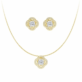 Radiating Sunburst Moissanite Necklace And Stud Earrings Set Fresh Light Layered Edge