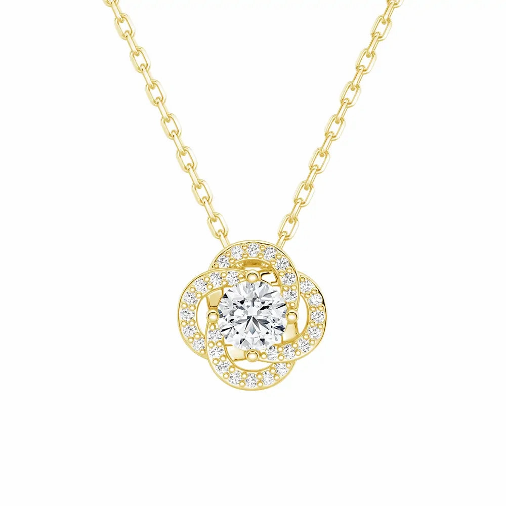Autumn Accent Romantic Look Radiating Sunburst Moissanite Necklace