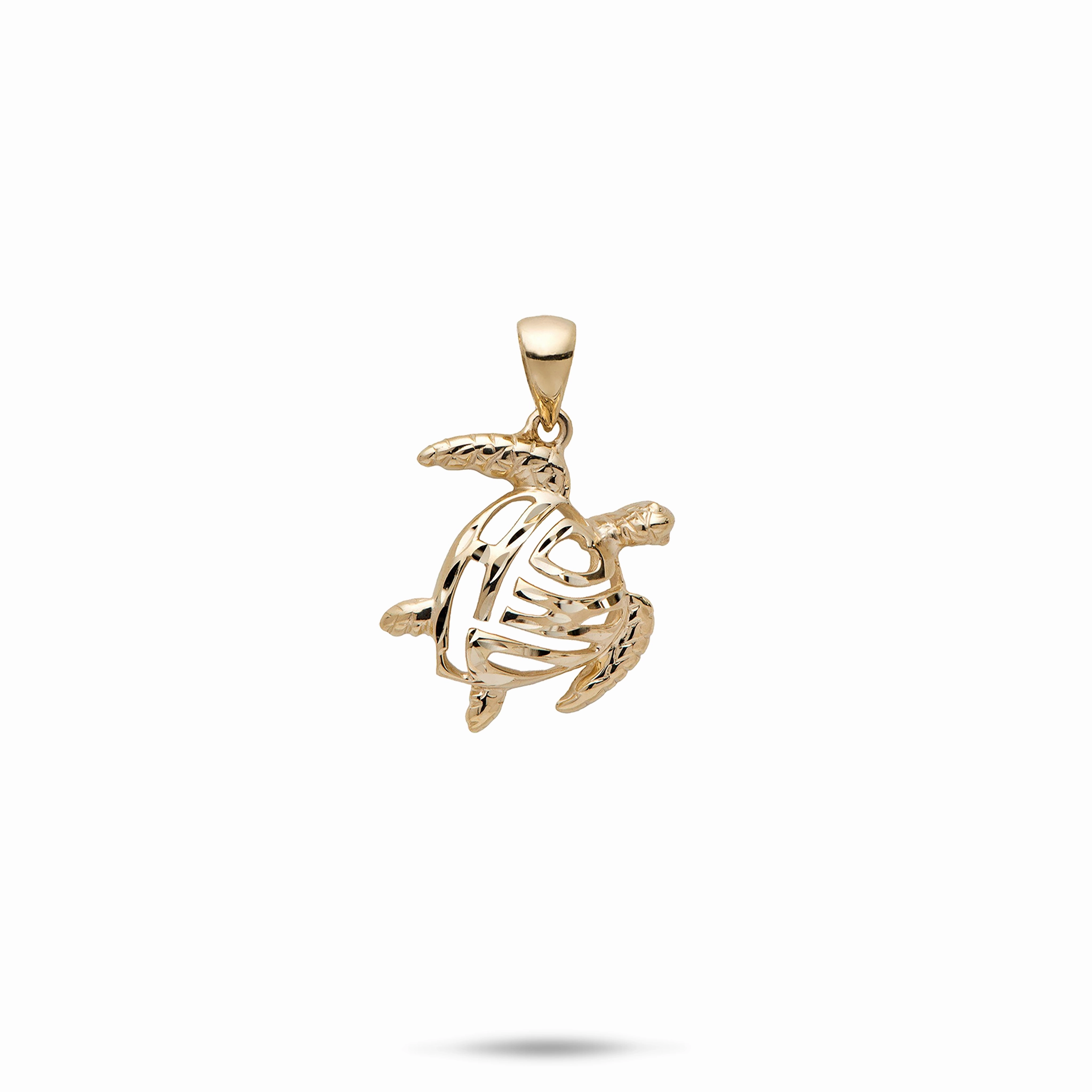 Honu Pendant in Gold - 15mm Structured Accent