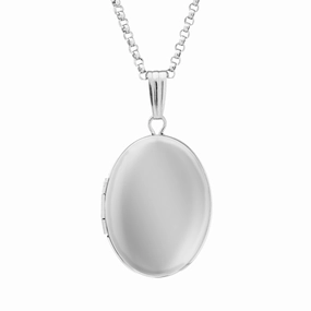 Glossy Vibe Sterling Silver Oval Locket