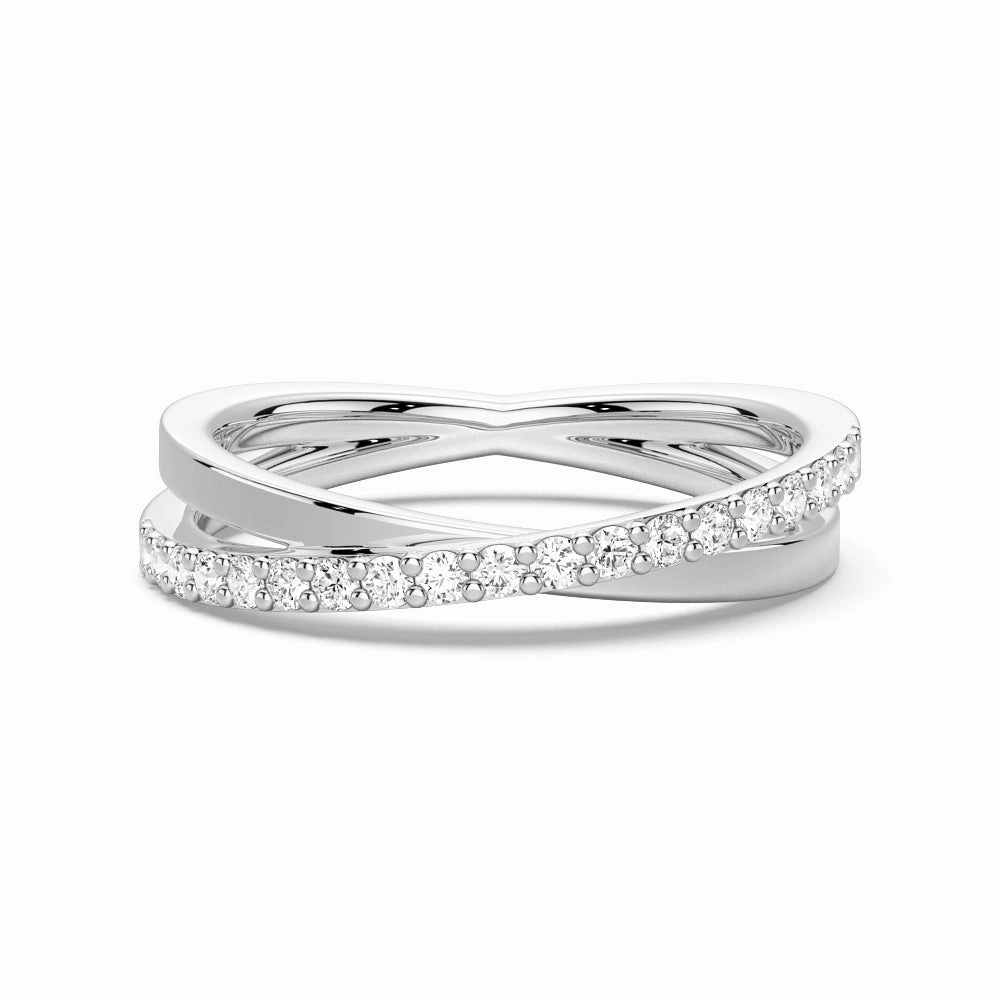 Interwoven Cross Design Lab Grown Diamond Ring Glam Light