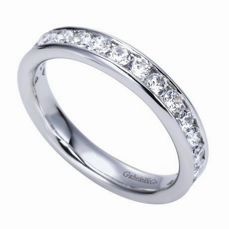 shiny accents Unique Element Channel Set Diamond Band .75 Cttw 14K White Gold