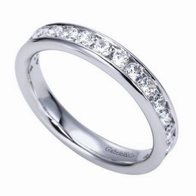 Detail Pop Fashion Style Channel Set Diamond Band .75 Cttw 14K White Gold