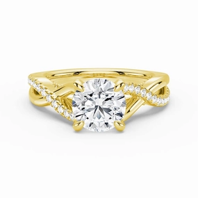 Elegant Pick Night Style Round Moissanite Twisted Band Engagement Ring with Hidden Accents