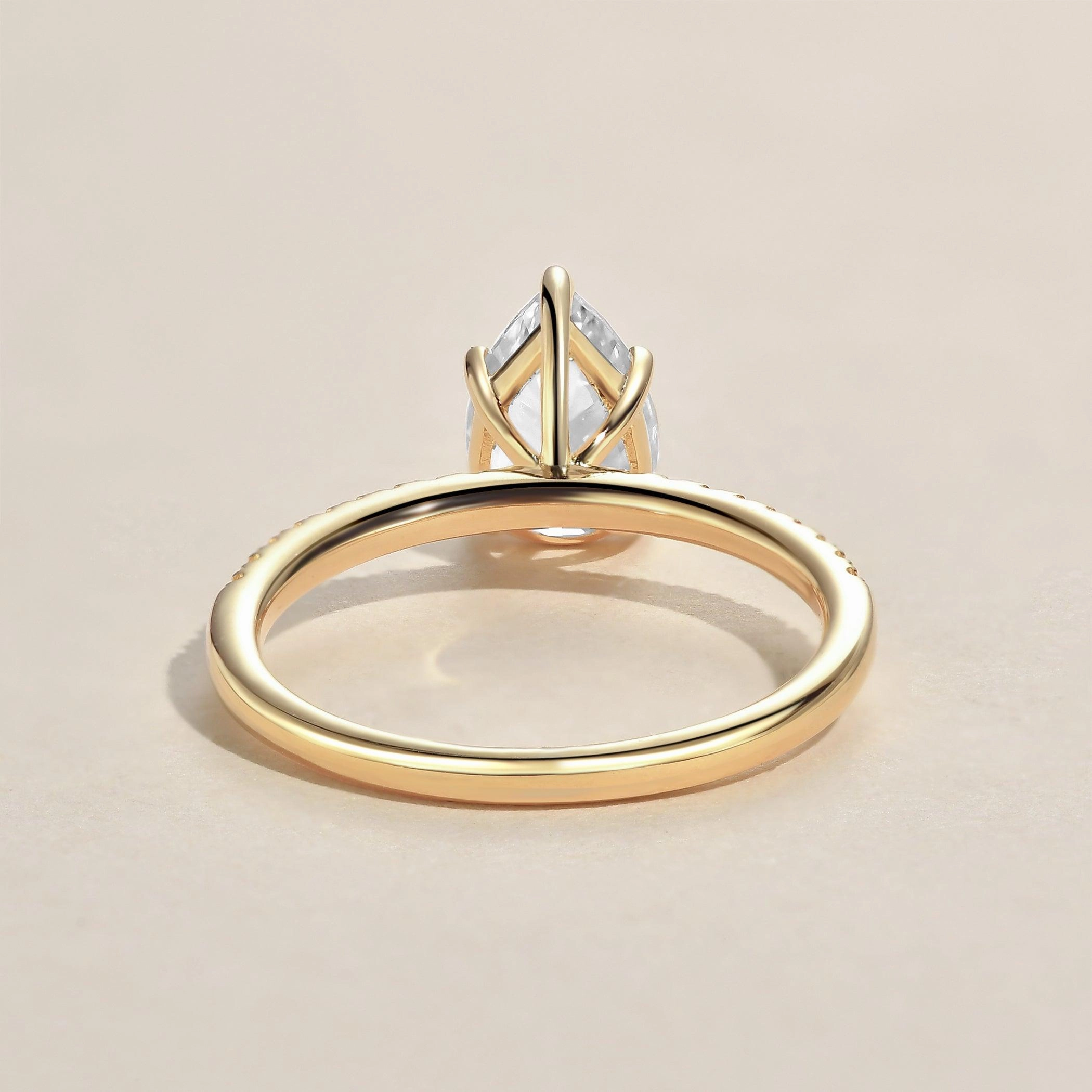 Playful Spark Luxe Glow 1.5ct Pear Shaped Moissanite Pave Classic Solitaire Ring