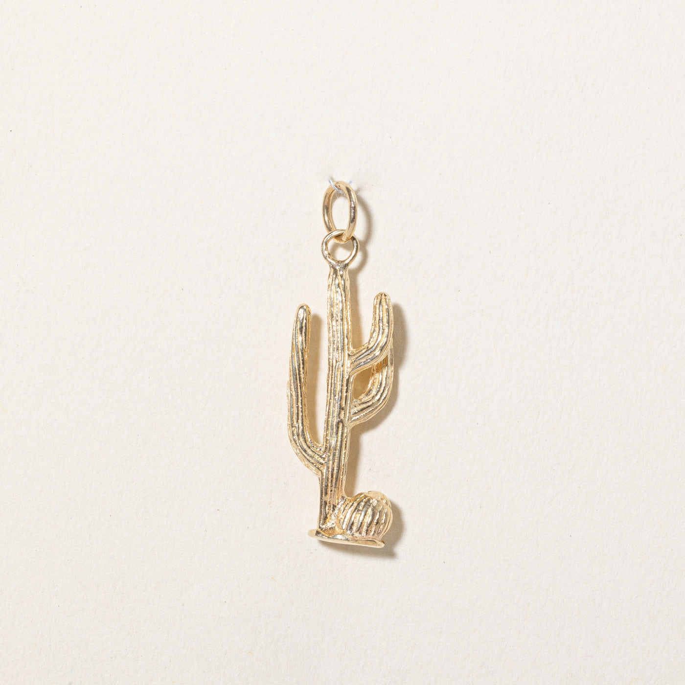 Distinctive Look Modern Contour 14k Yellow Gold Cactus Charm