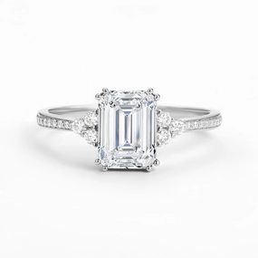 Classic Emerald Cut Moissanite Cluster Engagement Ring Seasonal Pick
