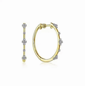 Refined Accessory 14K Yellow Gold .14cttw Diamond Cluster Hoop Earrings