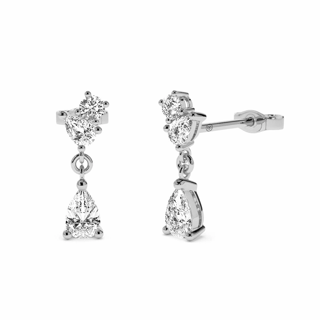 Fresh Form Teardrop Lab Grown White Sapphire Dangle Earrings