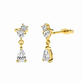 Vibrant Jewelry Teardrop Lab Grown White Sapphire Dangle Earrings