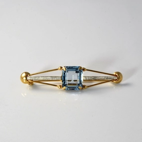 Retro Blue Topaz Brooch | 9.50 ct | Chic Gift Structured Accent