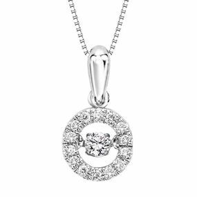 Personal Shine Charming Design Rhythm of Love Diamond Halo Necklace 1/5Cttw 10K White Gold