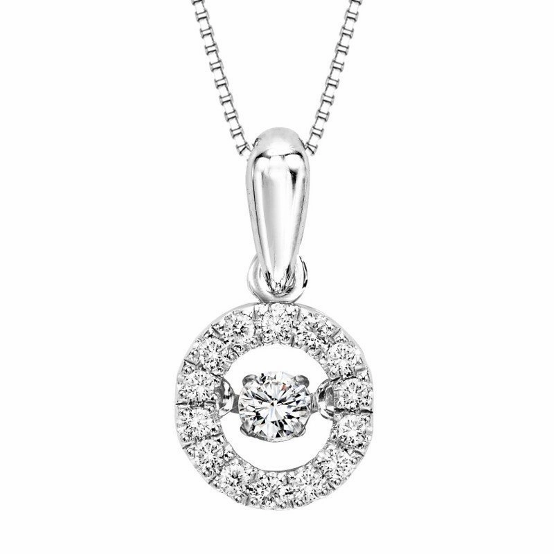 Personal Shine Charming Design Rhythm of Love Diamond Halo Necklace 1/5Cttw 10K White Gold