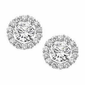 Rhythm Of Love Diamond Stud Earrings 1/4 Ct 14K White Gold Sculpted Feature Subtle Fit