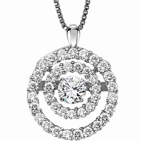 Rhythm of Love Double Halo Diamond Necklace 3/8Cttw 14K Casual Spark