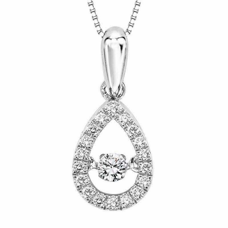 Dynamic Detail Effortless Glam Rhythm of Love Teardrop Diamond Necklace 1/5Cttw 10K Gold