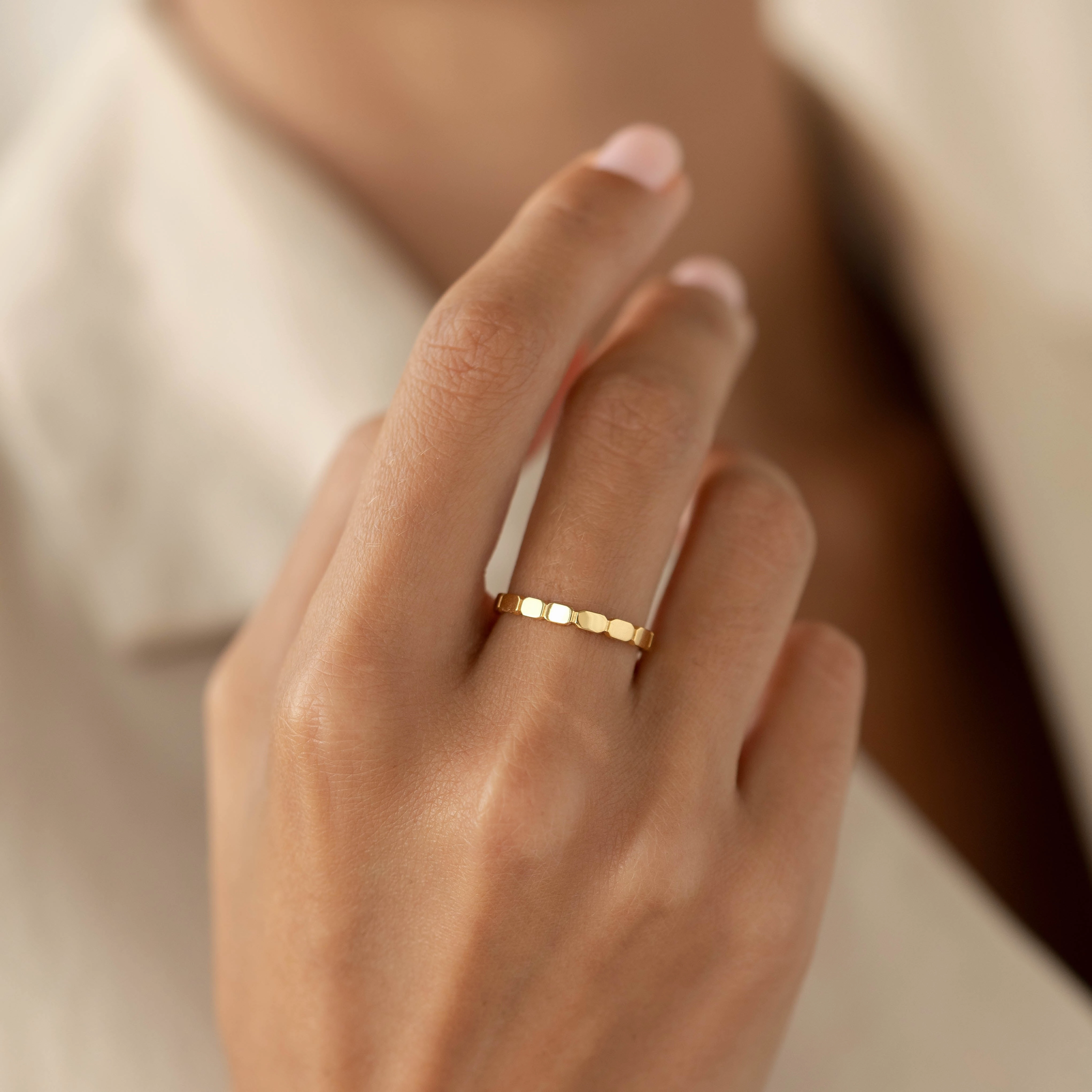 Ribbed Gold Ring - Mika Festive Touch