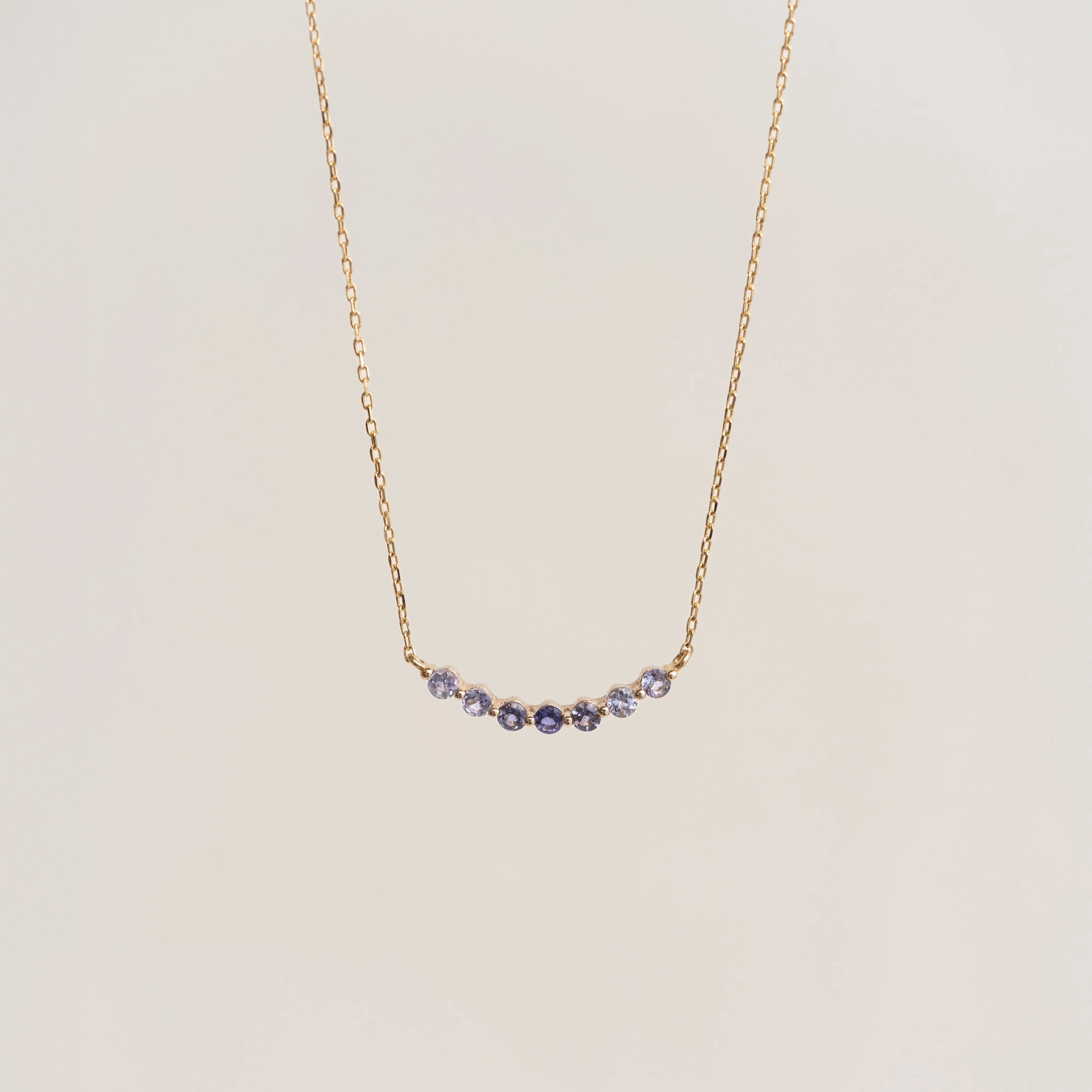 bright light December Birthstone Necklace 14k Gold - Ombre Cordierite