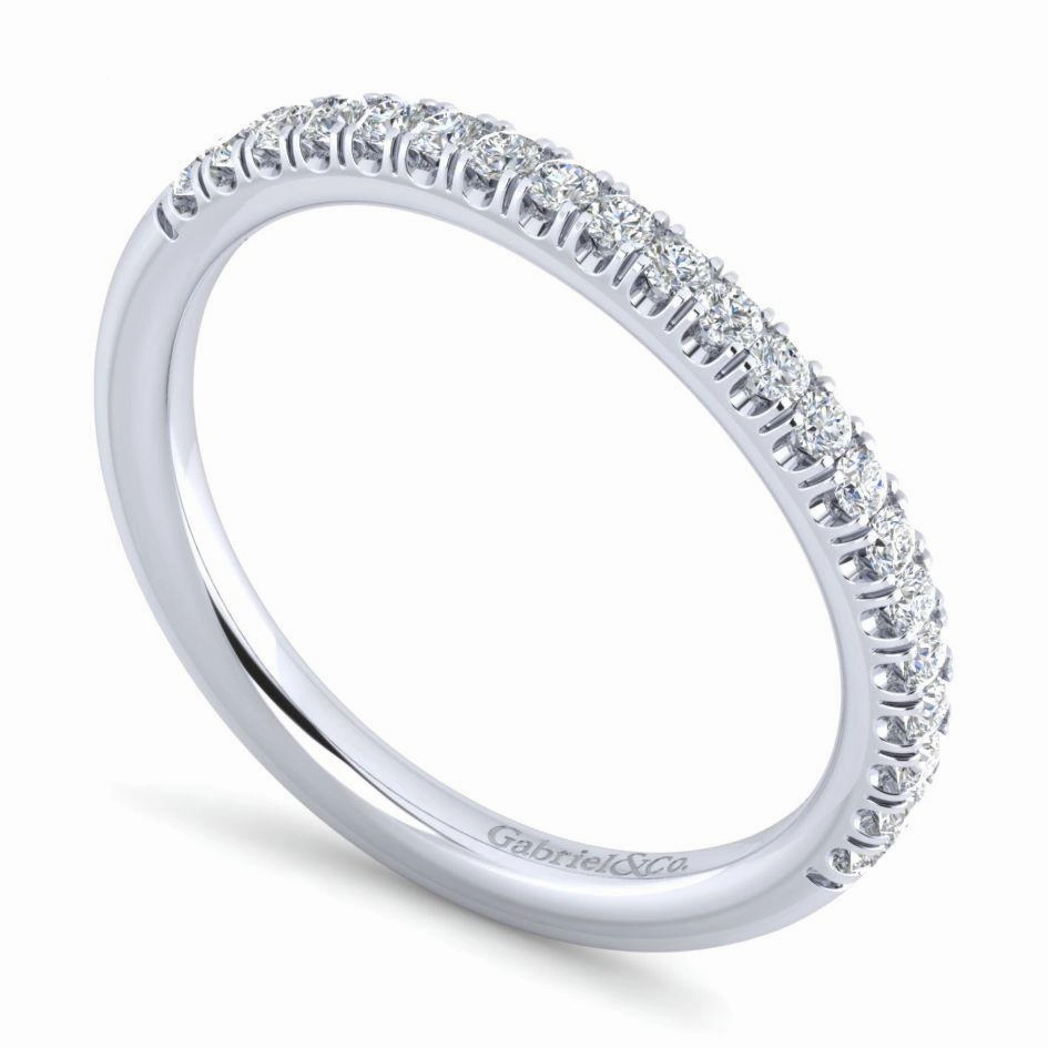 Creative Symbol Straight Pave Diamond Wedding Band 14K White Gold 426B