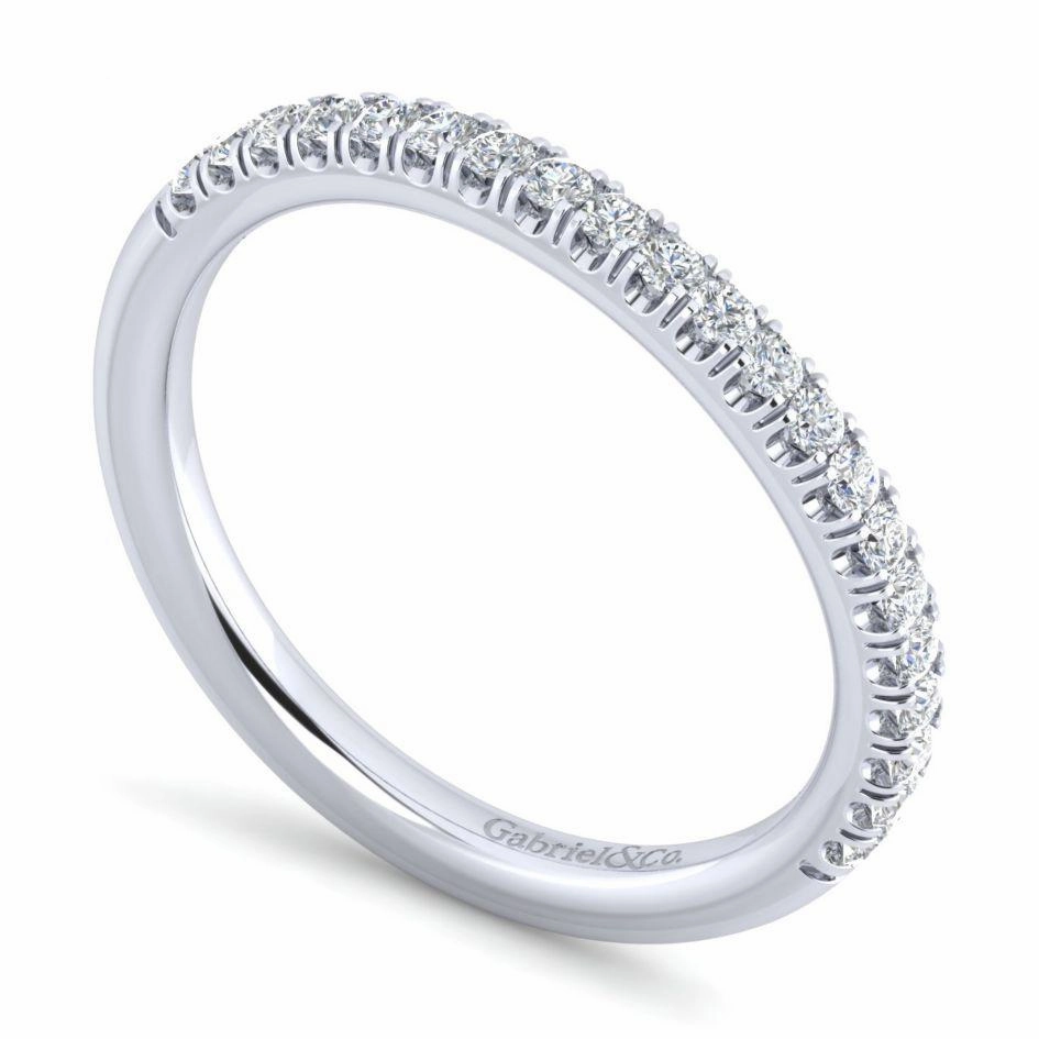 Straight Pave Diamond Wedding Band 14K White Gold 426B Artistic expression Couple Matching