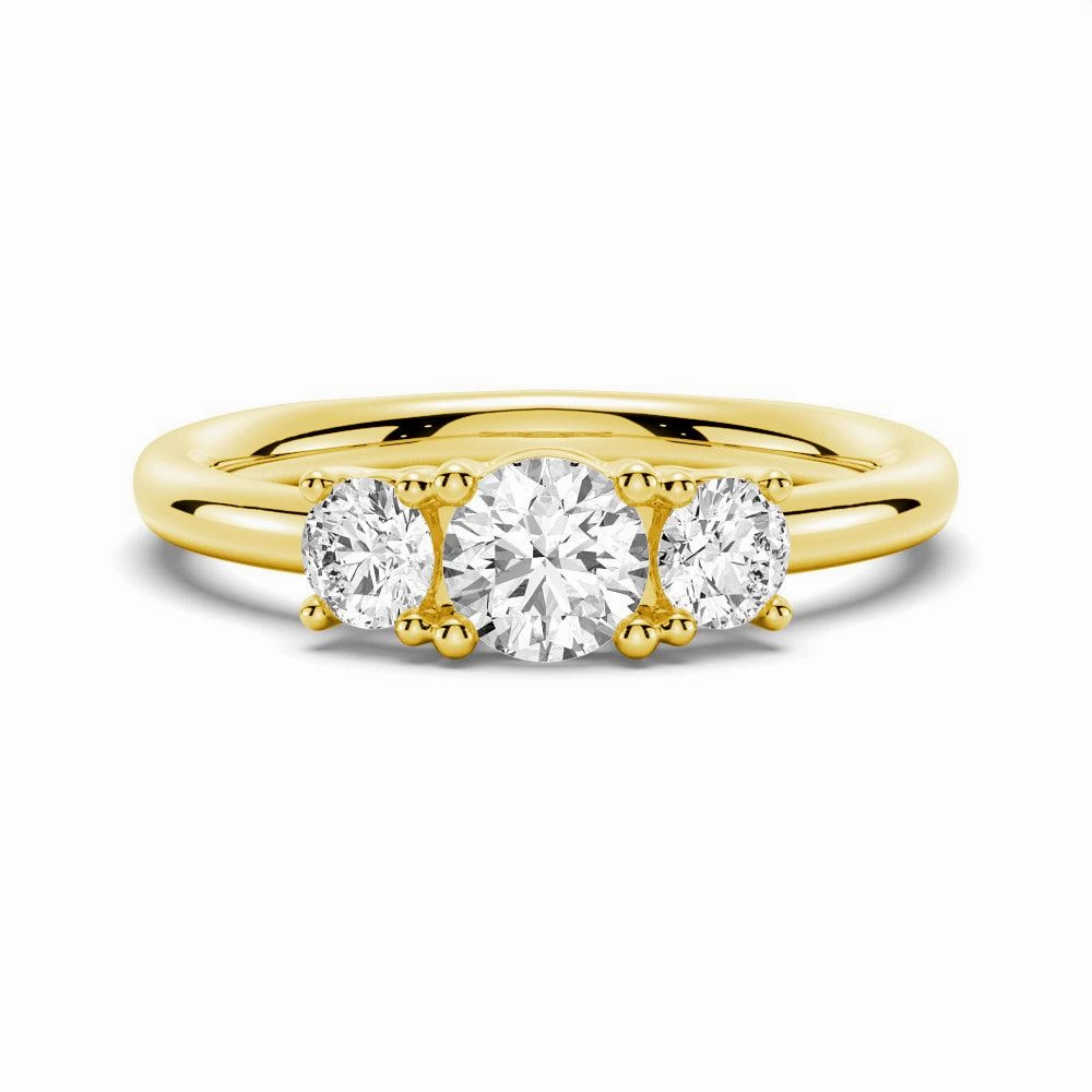 Vivid Edge Round 3 Stone Shared Prong Moissanite Anniversary Band